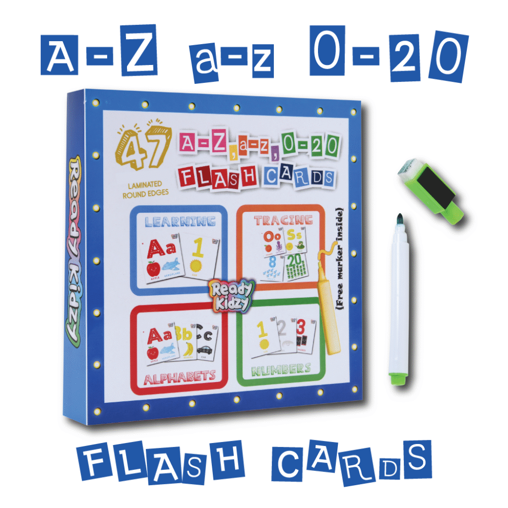 A-Z, a-z, 0-20 Erasable Flash Cards (With a free erasable marker inside)