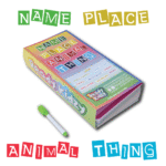 Name Place Animal Thing Jumbo Flash Cards (104 Velcro based cut-outs + a free erasable marker)