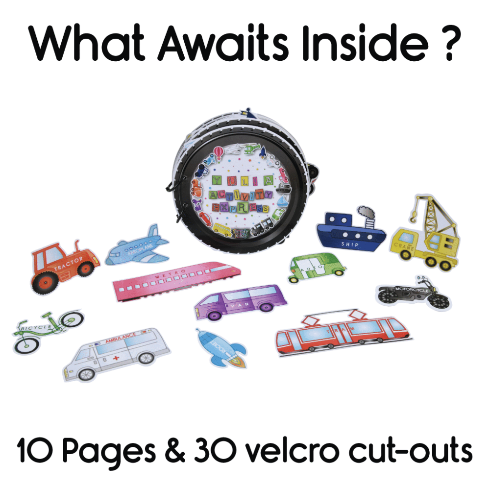 Transport Activity Binder (Velcro based transport cut-outs activities on tyre shaped pages) - Image 2
