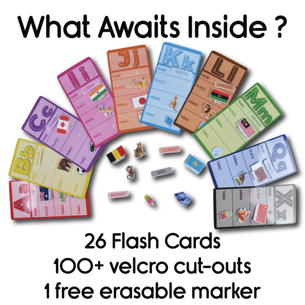 Name Place Animal Thing Jumbo Flash Cards (104 Velcro based cut-outs + a free erasable marker) - Image 2