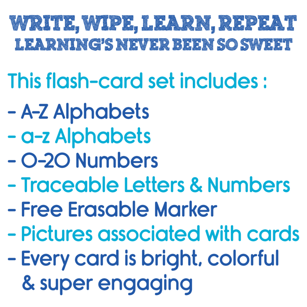 A-Z, a-z, 0-20 Erasable Flash Cards (Non-tearable with a free erasable marker inside) - Image 4
