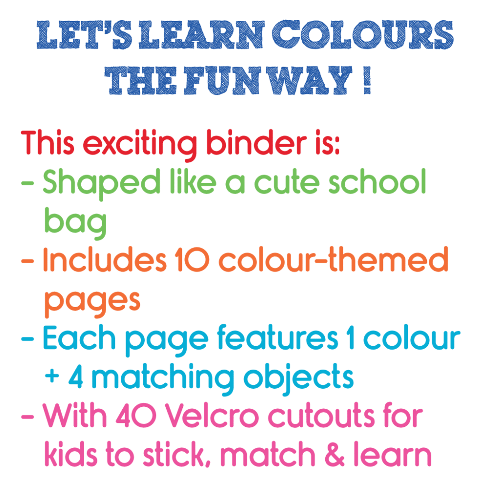 Colour Bag Activity Binder (Velcro based coloured objects activities on bag shaped pages) - Image 3