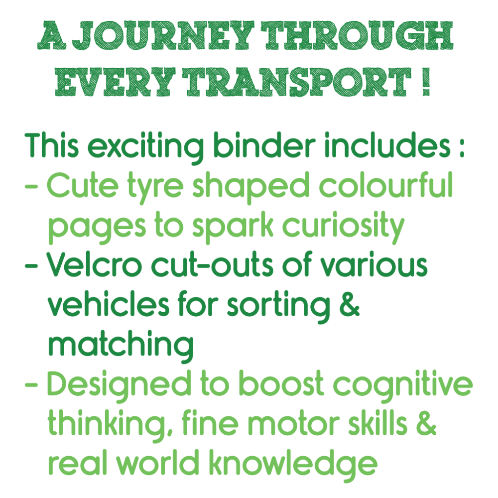 Transport Activity Binder (Velcro based transport cut-outs activities on tyre shaped pages) - Image 9